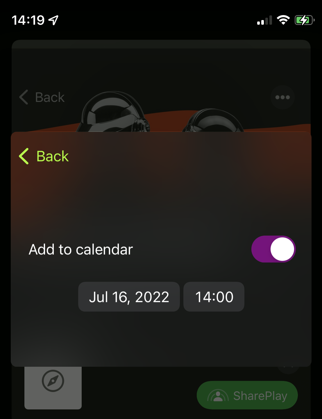 Date and time selection are shown