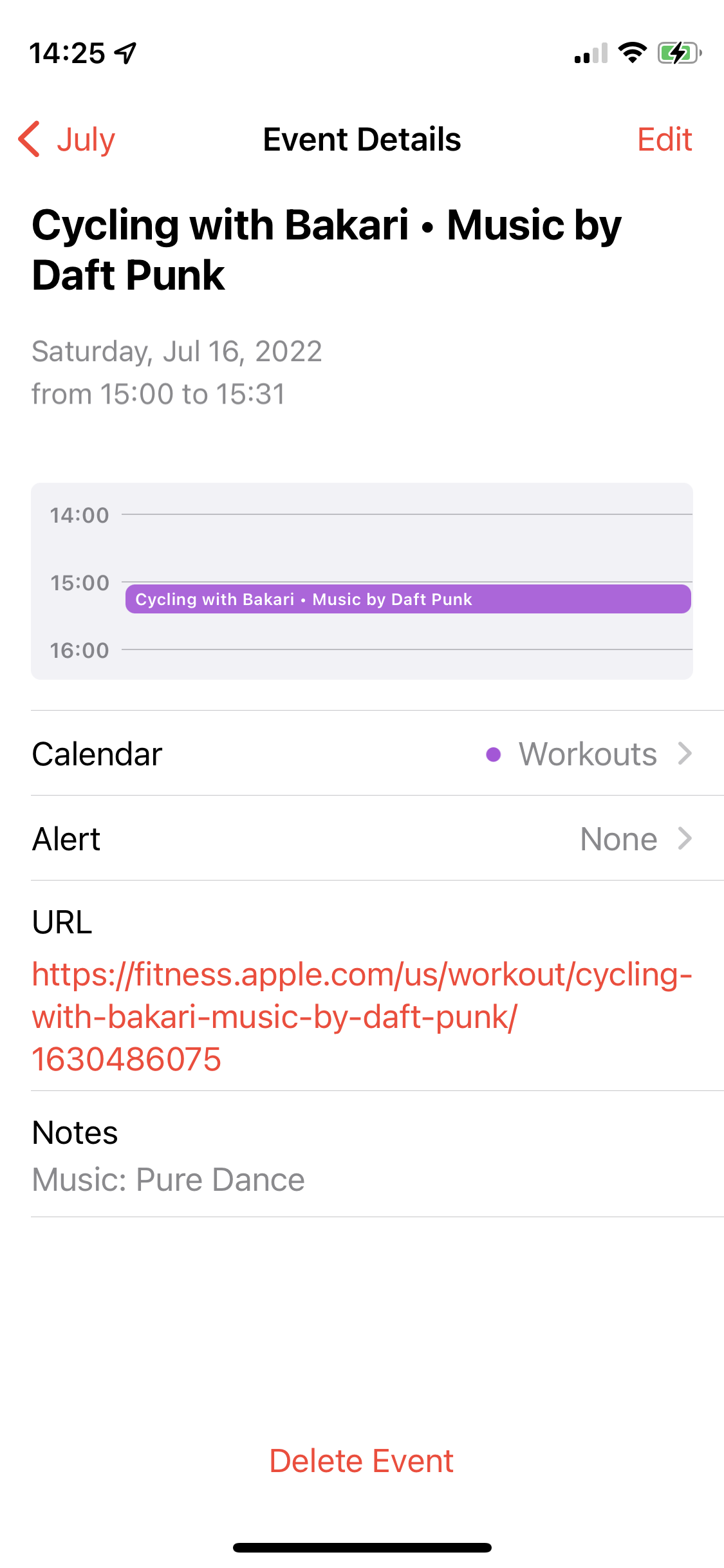 Workout scheduled